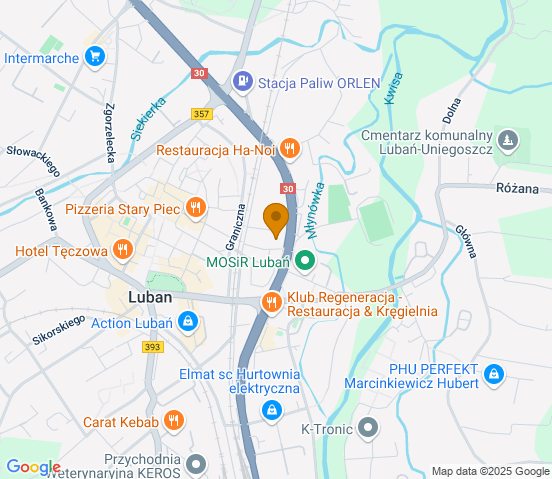Mapa dojazdu do hurtowni motoryzacyjnej w miejscowości Lubań