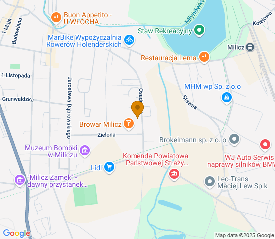Mapa dojazdu do hurtowni motoryzacyjnej w miejscowości Milicz