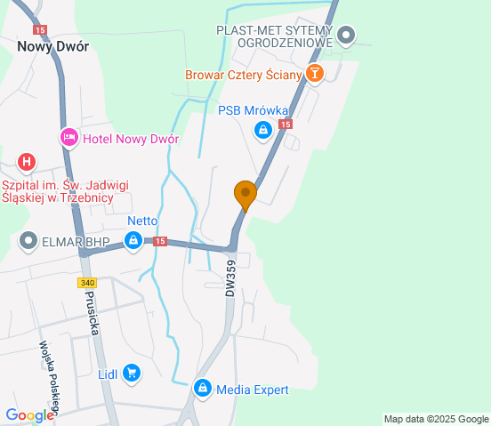 Mapa dojazdu do hurtowni motoryzacyjnej w miejscowości Trzebnica