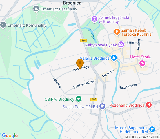 Mapa dojazdu do hurtowni motoryzacyjnej w miejscowości Brodnica
