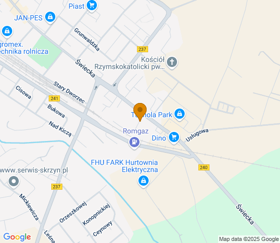 Mapa dojazdu do hurtowni motoryzacyjnej w miejscowości Tuchola
