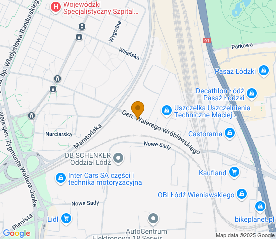 Mapa dojazdu do hurtowni motoryzacyjnej w miejscowości Łódź