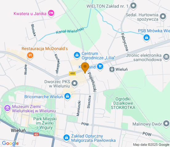 Mapa dojazdu do hurtowni motoryzacyjnej w miejscowości Wieluń