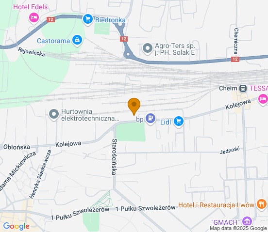 Mapa dojazdu do hurtowni motoryzacyjnej w miejscowości Chełm