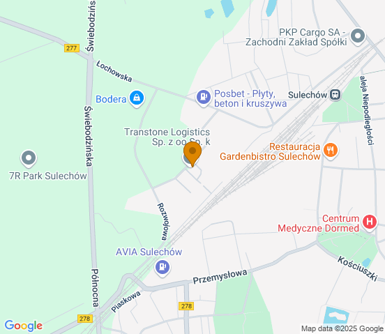 Mapa dojazdu do hurtowni motoryzacyjnej w miejscowości Sulechów
