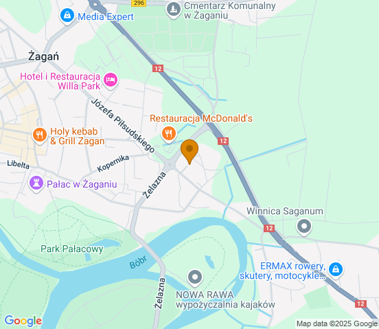 Mapa dojazdu do hurtowni motoryzacyjnej w miejscowości Żagań
