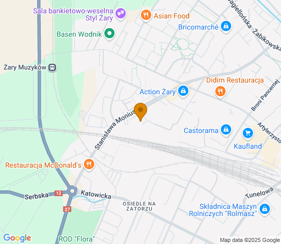 Mapa dojazdu do hurtowni motoryzacyjnej w miejscowości Żary