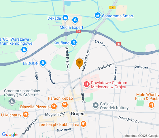Mapa dojazdu do hurtowni motoryzacyjnej w miejscowości Grójec