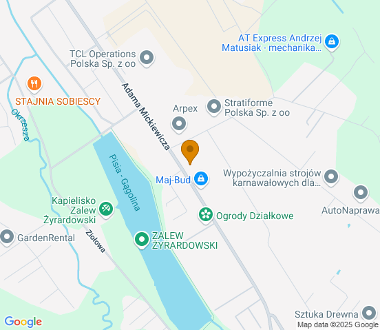 Mapa dojazdu do hurtowni motoryzacyjnej w miejscowości Żyrardów