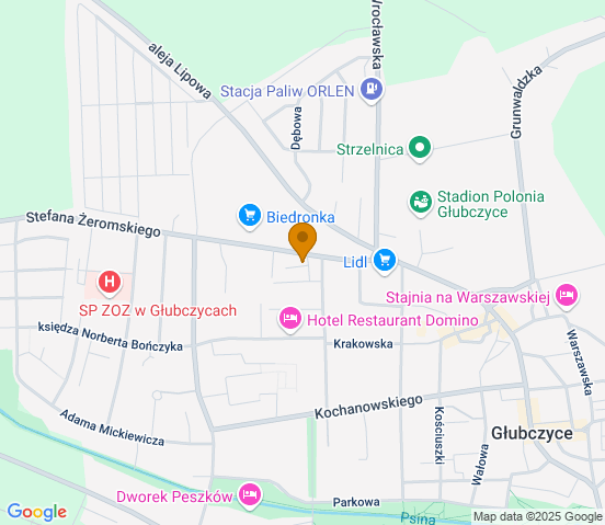 Mapa dojazdu do hurtowni motoryzacyjnej w miejscowości Głubczyce