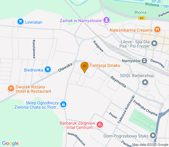 Mapa dojazdu do hurtowni motoryzacyjnej w miejscowości Namysłów