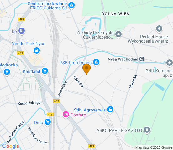 Mapa dojazdu do hurtowni motoryzacyjnej w miejscowości Nysa