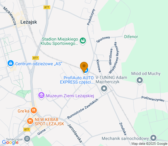Mapa dojazdu do hurtowni motoryzacyjnej w miejscowości Leżajsk