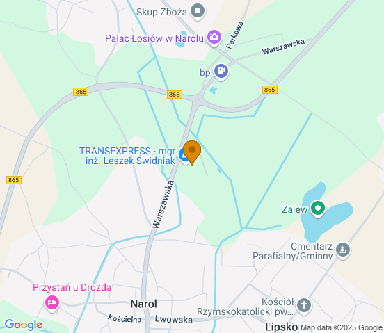 Mapa dojazdu do hurtowni motoryzacyjnej w miejscowości Narol