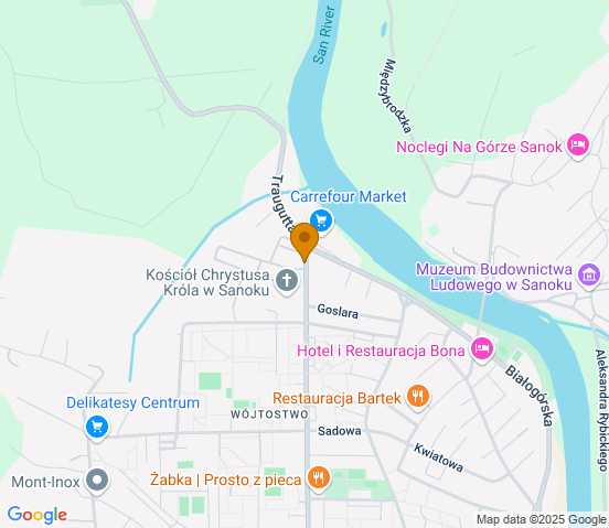 Mapa dojazdu do hurtowni motoryzacyjnej w miejscowości Sanok