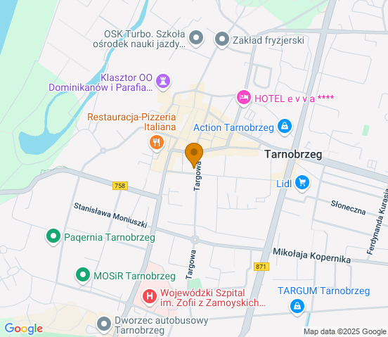 Mapa dojazdu do hurtowni motoryzacyjnej w miejscowości Tarnobrzeg
