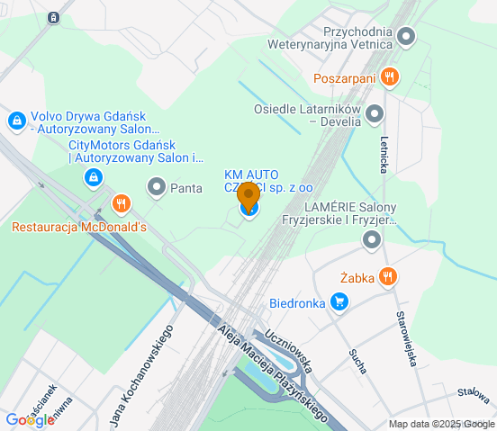 Mapa dojazdu do hurtowni motoryzacyjnej w miejscowości Gdańsk