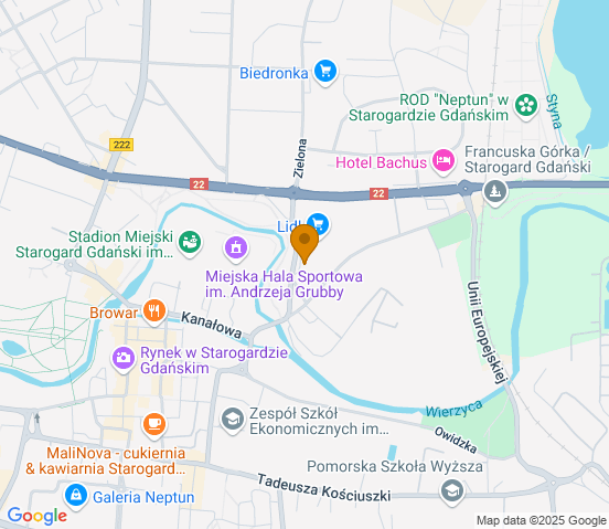 Mapa dojazdu do hurtowni motoryzacyjnej w miejscowości Starogard Gdański