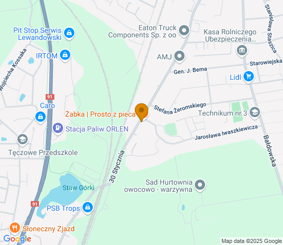 Mapa dojazdu do hurtowni motoryzacyjnej w miejscowości Tczew