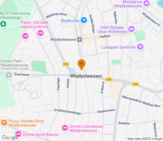 Mapa dojazdu do hurtowni motoryzacyjnej w miejscowości Władysławowo