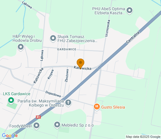 Mapa dojazdu do hurtowni motoryzacyjnej w miejscowości Orzesze