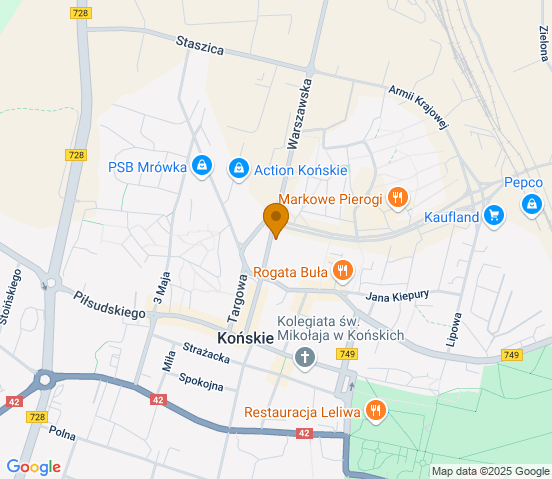 Mapa dojazdu do hurtowni motoryzacyjnej w miejscowości Końskie