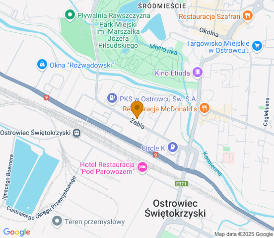 Mapa dojazdu do hurtowni motoryzacyjnej w miejscowości Ostrowiec Świętokrzyski