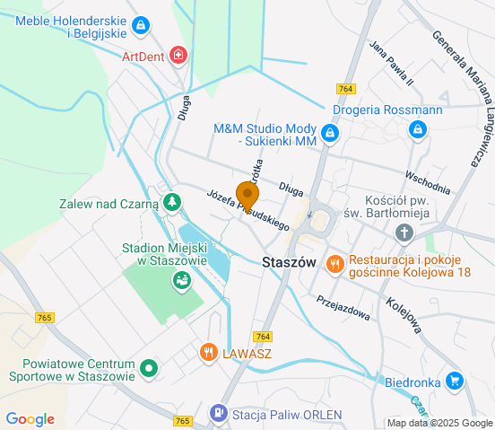 Mapa dojazdu do hurtowni motoryzacyjnej w miejscowości Staszów