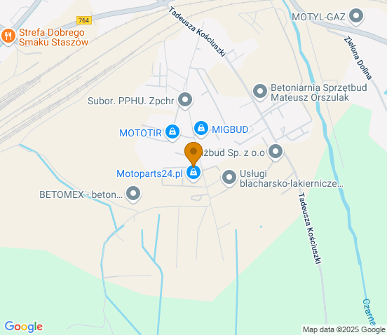 Mapa dojazdu do hurtowni motoryzacyjnej w miejscowości Staszów