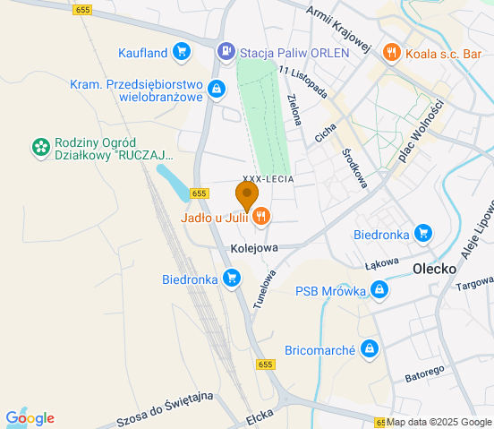 Mapa dojazdu do hurtowni motoryzacyjnej w miejscowości Olecko