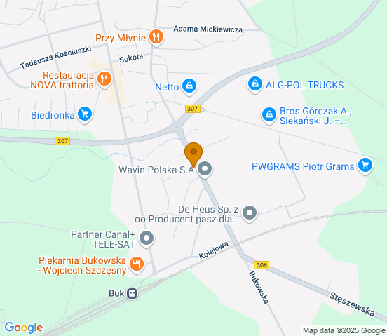 Mapa dojazdu do hurtowni motoryzacyjnej w miejscowości Buk