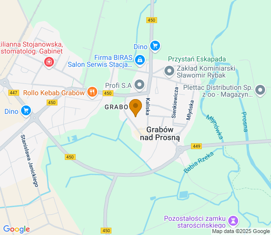 Mapa dojazdu do hurtowni motoryzacyjnej w miejscowości Grabów