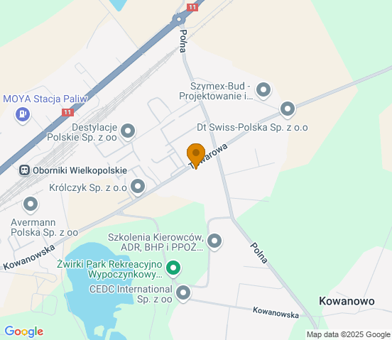 Mapa dojazdu do hurtowni motoryzacyjnej w miejscowości Oborniki