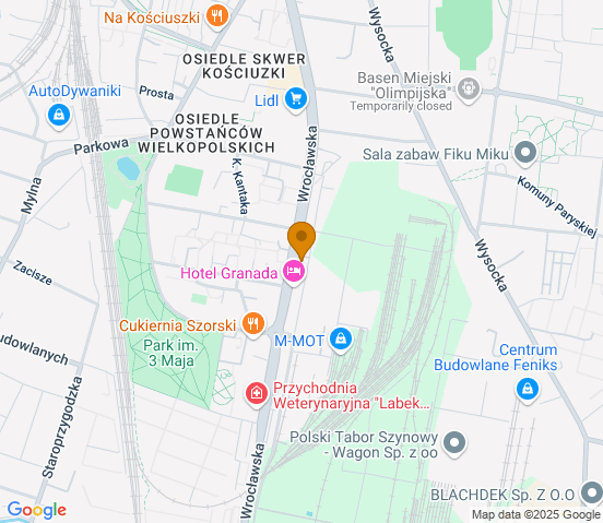 Mapa dojazdu do hurtowni motoryzacyjnej w miejscowości Ostrów Wielkopolski