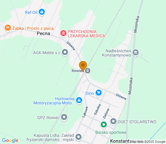 Mapa dojazdu do hurtowni motoryzacyjnej w miejscowości Pecna