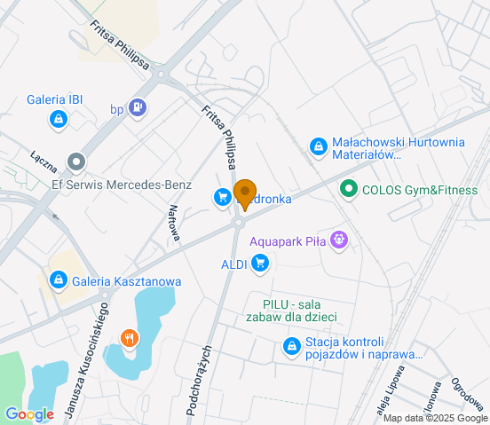 Mapa dojazdu do hurtowni motoryzacyjnej w miejscowości Piła