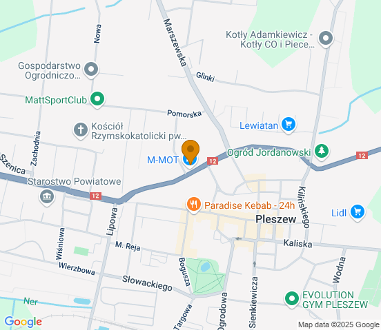 Mapa dojazdu do hurtowni motoryzacyjnej w miejscowości Pleszew