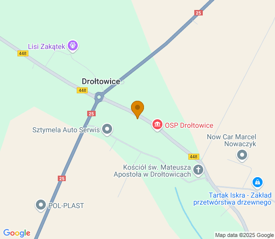 Mapa dojazdu do warsztatu samochodowego w miejscowości Drołtowice
