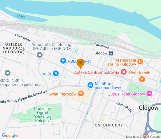 Mapa dojazdu do warsztatu samochodowego w miejscowości Głogów