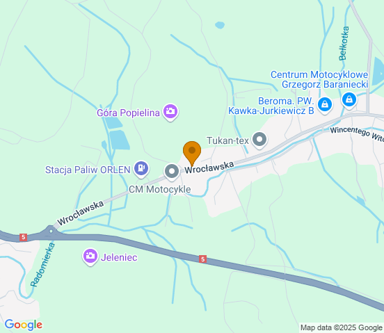 Mapa dojazdu do warsztatu samochodowego w miejscowości Jelenia Góra