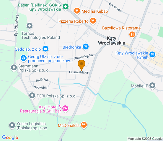 Mapa dojazdu do warsztatu samochodowego w miejscowości Kąty Wrocławskie