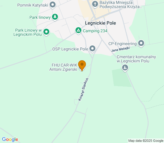 Mapa dojazdu do warsztatu samochodowego w miejscowości Legnickie Pole