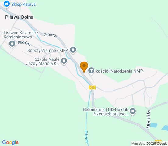 Mapa dojazdu do warsztatu samochodowego w miejscowości Piława Dolna