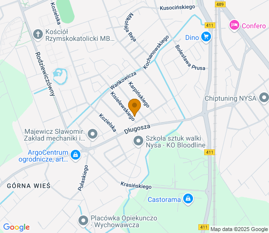 Mapa dojazdu do warsztatu samochodowego w miejscowości Środa Śląska