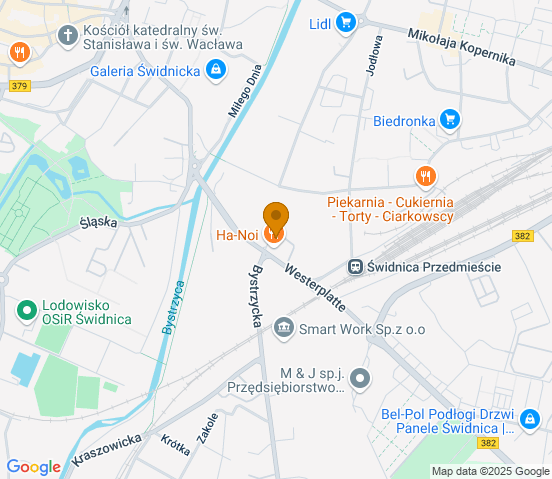 Mapa dojazdu do warsztatu samochodowego w miejscowości Świdnica