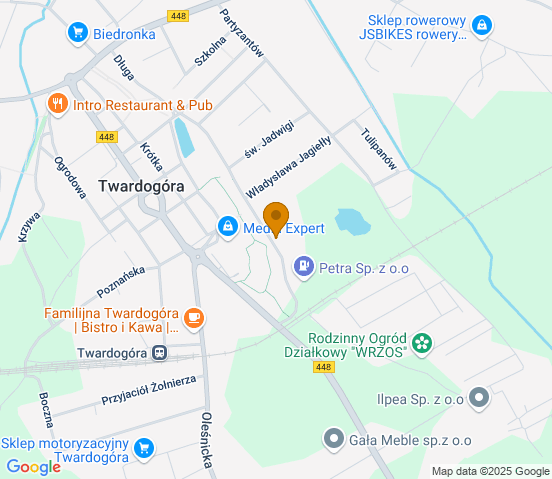 Mapa dojazdu do warsztatu samochodowego w miejscowości Twardogóra