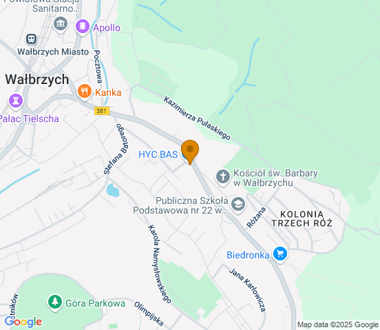 Mapa dojazdu do warsztatu samochodowego w miejscowości Wałbrzych