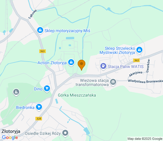Mapa dojazdu do warsztatu samochodowego w miejscowości Złotoryja