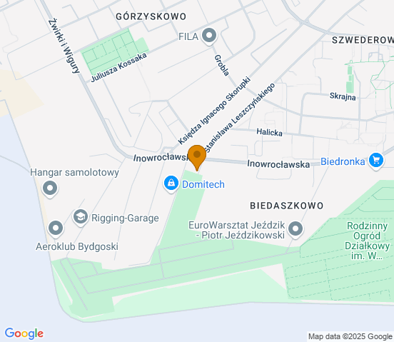 Mapa dojazdu do warsztatu samochodowego w miejscowości Bydgoszcz