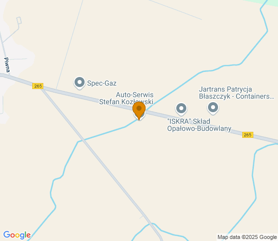 Mapa dojazdu do warsztatu samochodowego w miejscowości Kowal